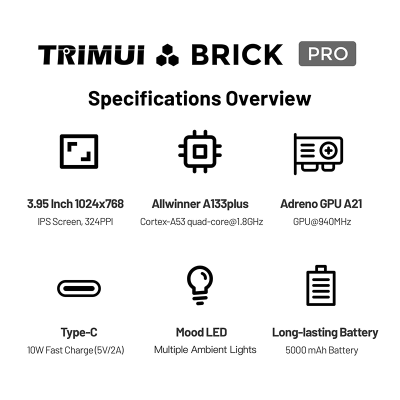 NEW TRIMUI BRICK PRO Retro Han - Gaming Console Under 5000 recension och pris